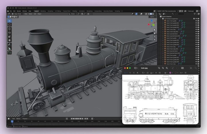 Reconstructing a Steam Train in Blender with GPT-6 Astra