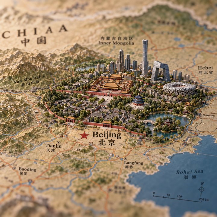 A Miniature City Growing from a Map: Beijing