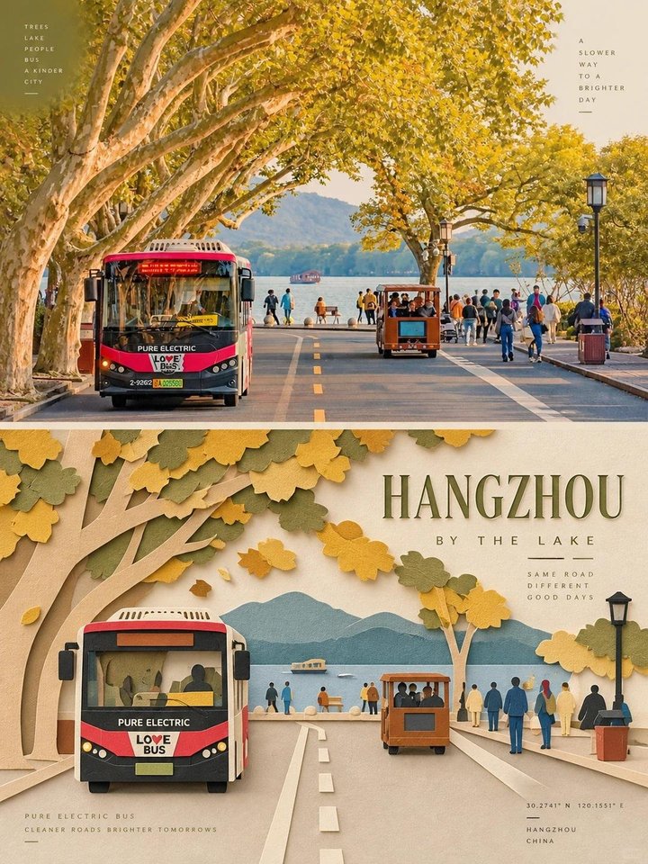 Photography to Layered Paper-Art Travel Posters