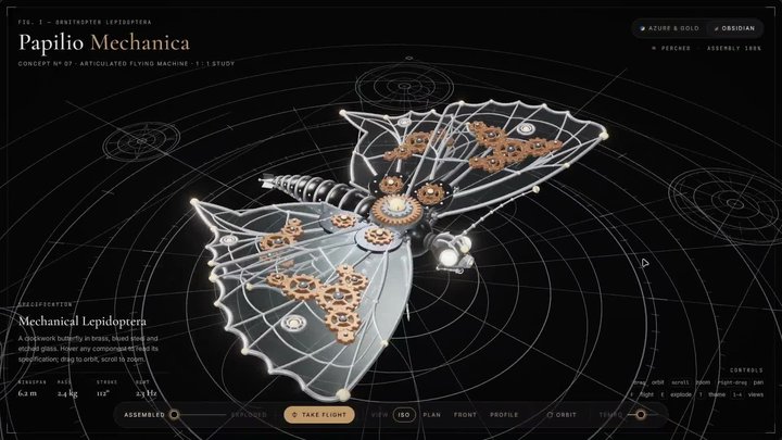 Papilio Mechanica: An Interactive Three.js Butterfly