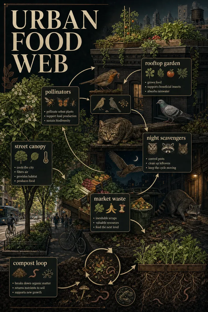 Urban Food Web Editorial Poster