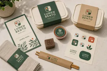 Lumen Bento Brand Identity Flat Lay