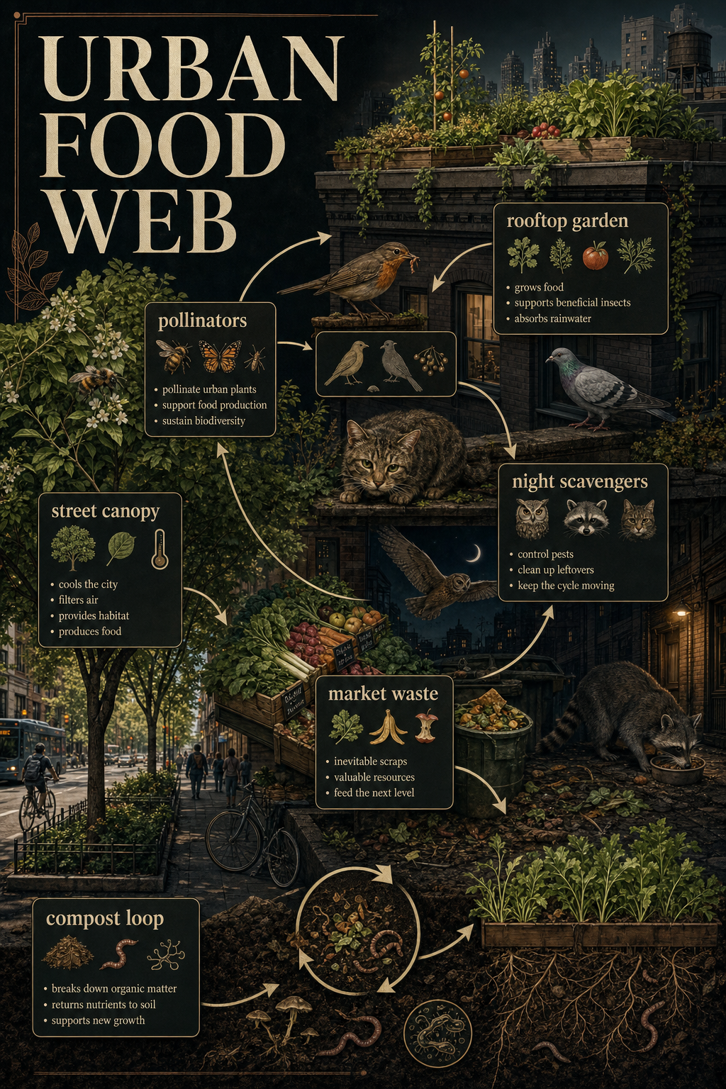 Urban Food Web Editorial Poster